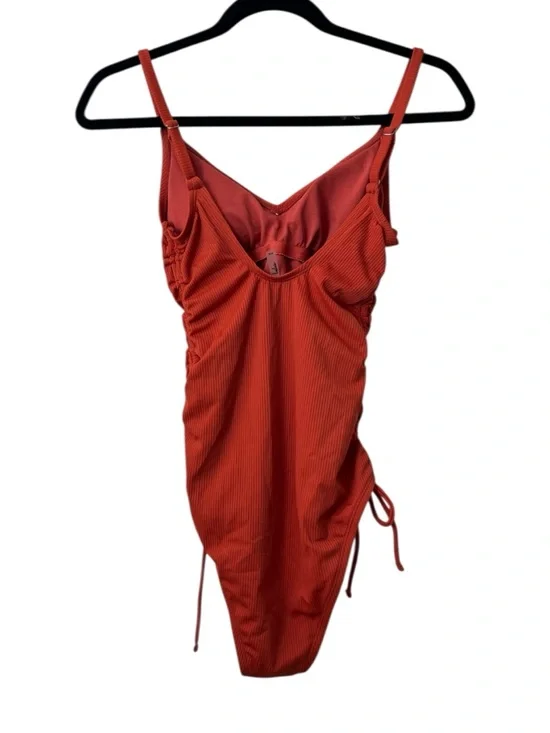 Lulus Sunny Side Rust Orange Ribbed One Piece Swimsuit Size XS - Picture 3 of 9